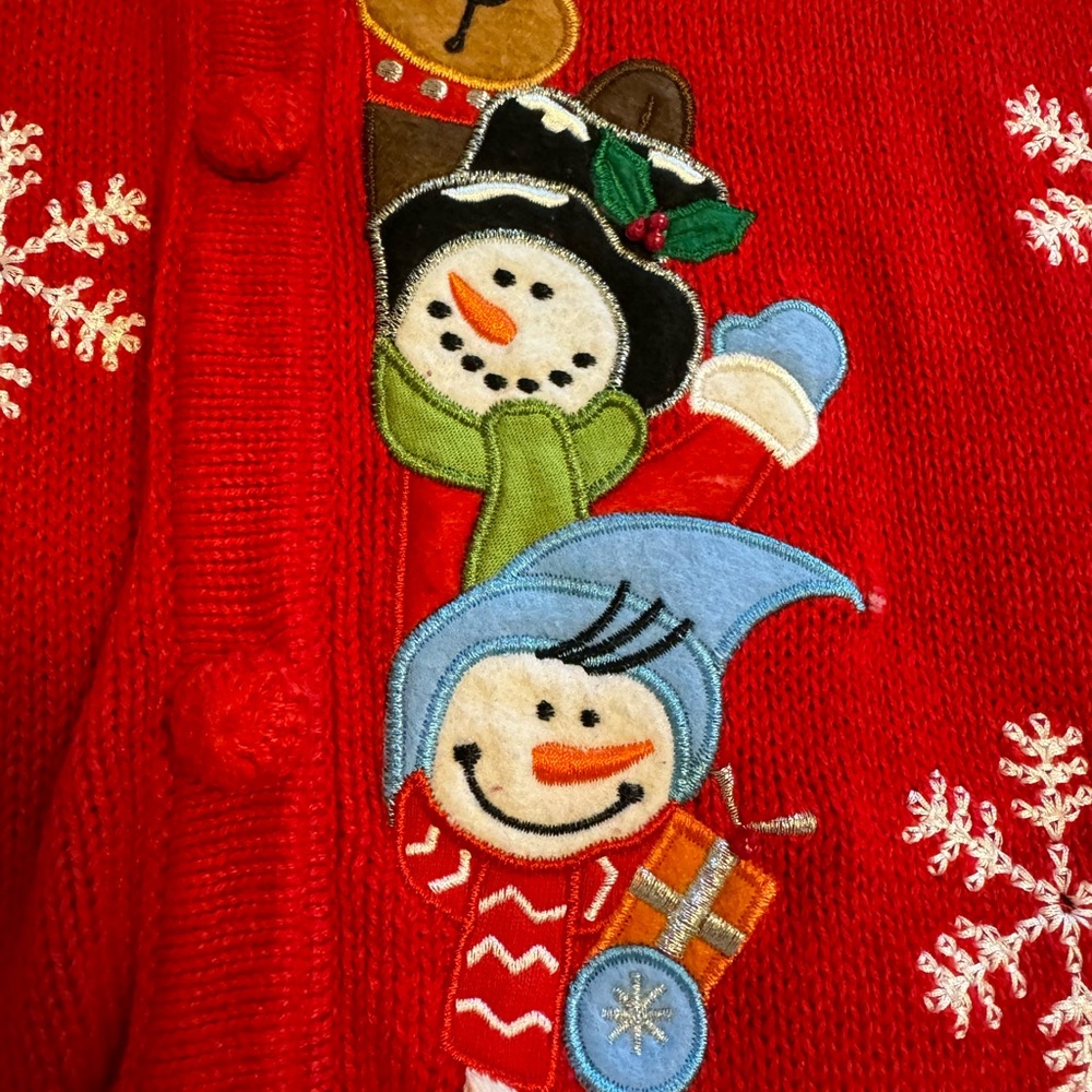 Basic Editions Red Holiday Cardigan - Picture 10 of 10